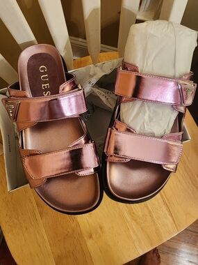 GUESS Metallic Rose Gold Women’s Slide Sandals